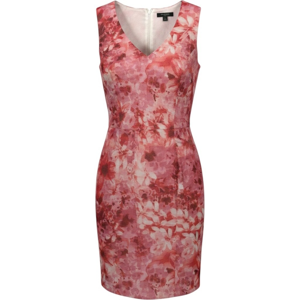 Tahari ASL Pink Floral Sleeveless Cocktail Midi Dress Sz 12
